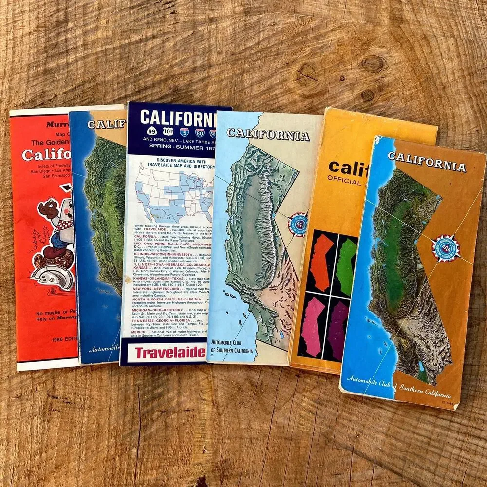 California Road Maps Vintage State City Area Maps 1966 1971 1977 1981 1986